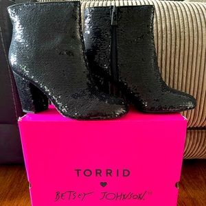Torrid X Betsy Johnson Black Sequin Booties